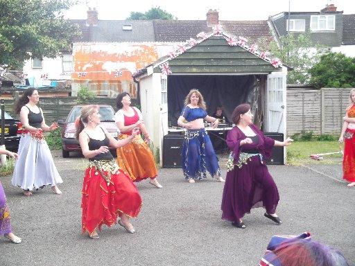 Belly dancing at the Diamond Jubilee street party in North Close, Portslade