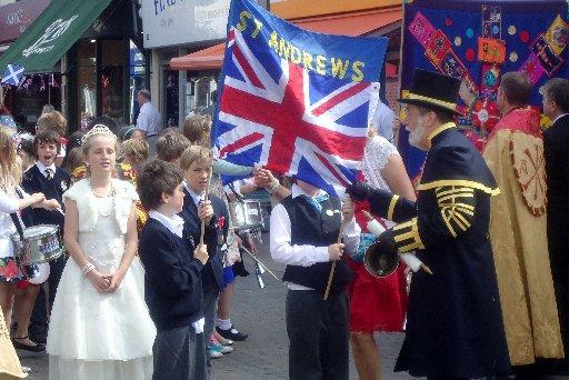 Pupils from St Andrew's School in Hove, dressed for their Diamond Jubilee procession