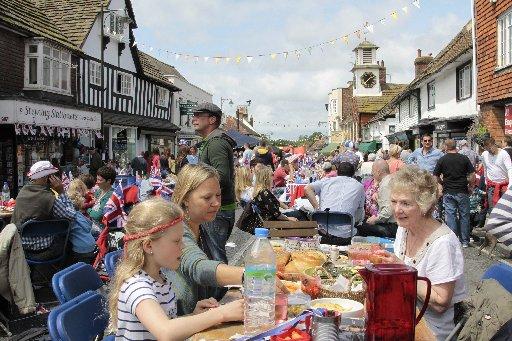 Steyning High Street was filled with people for the Diamond Jubilee street party