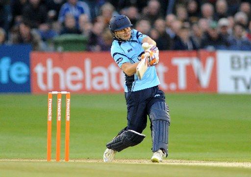 On the attack: Luke Wright hits out against Middlesex tonight. Picture by Simon Dack