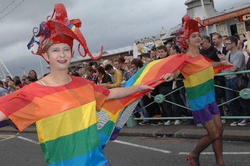 Thousands of people lined the streets as the colourful annual Pride Brighton and Hove parade made its way through the city centre
