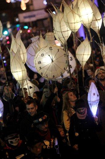 Hundreds of children took to the streets of Brighton to celebrate the longest night of the year