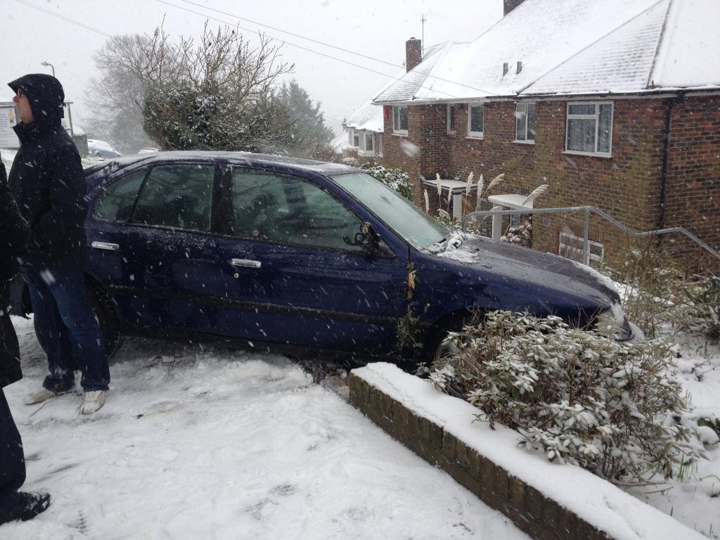 Readers' pic sent in by Paul Edgerton of crash in Copse Hill, Brighton.
Send us your snow photos by emailing them to news@theargus.co.uk or text them by texting SUPIC to 80360