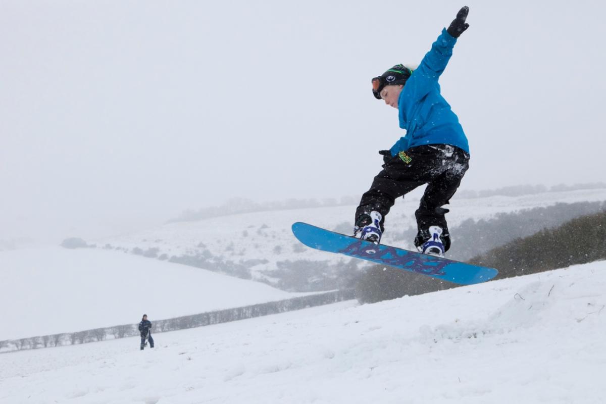 Snowboarding out in Upper Beeding