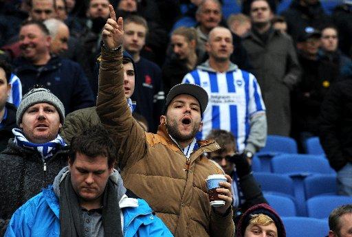 A record crowd of 28,499 watched Brighton and Hove Albion's 3-0 win against Crystal Palace