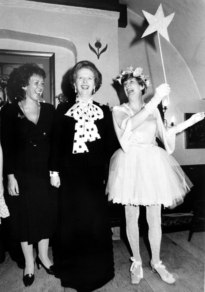 Prime minister Margaret Thatcher with a fairy in 1982 during the Conservative Party Conference