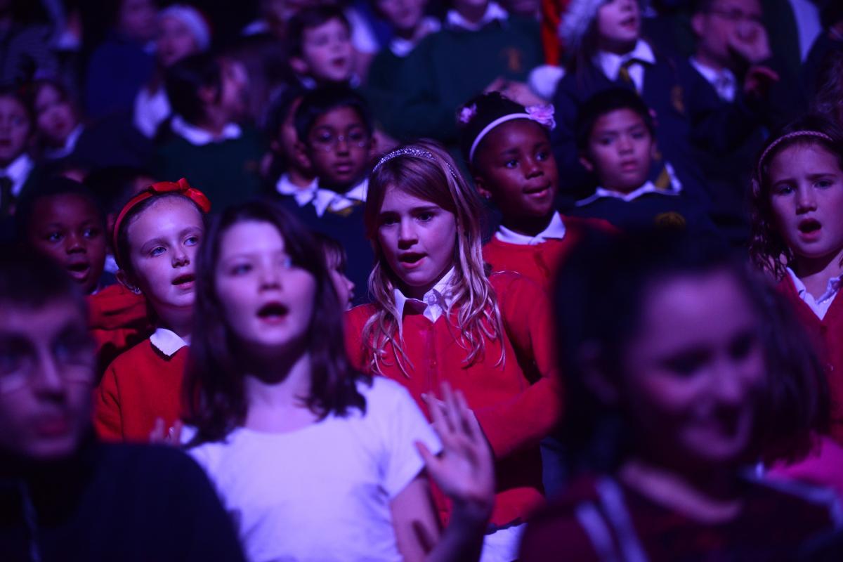 MORE THAN 1,200 young voices kicked off the festive period in style yesterday.
A packed house enjoyed the Schools Christmas Concert 2013, which was held at the Brighton Centre last night.
A massed choir from the city’s primary, junior and special scho