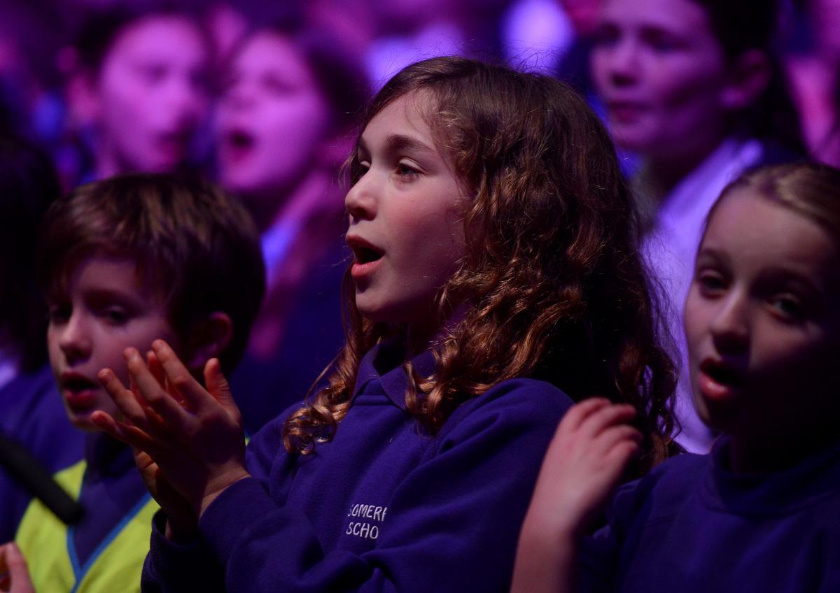 MORE THAN 1,200 young voices kicked off the festive period in style yesterday.
A packed house enjoyed the Schools Christmas Concert 2013, which was held at the Brighton Centre last night.
A massed choir from the city’s primary, junior and special scho