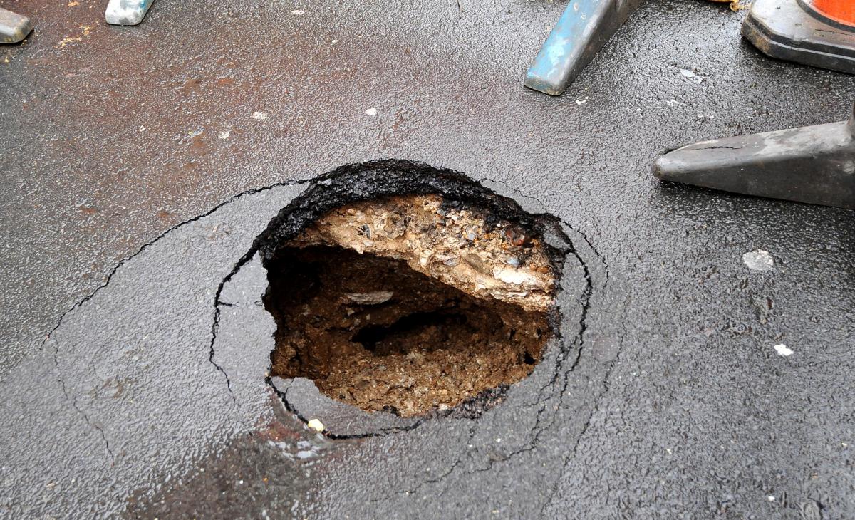 A hole appears in Robert Street, Brighton