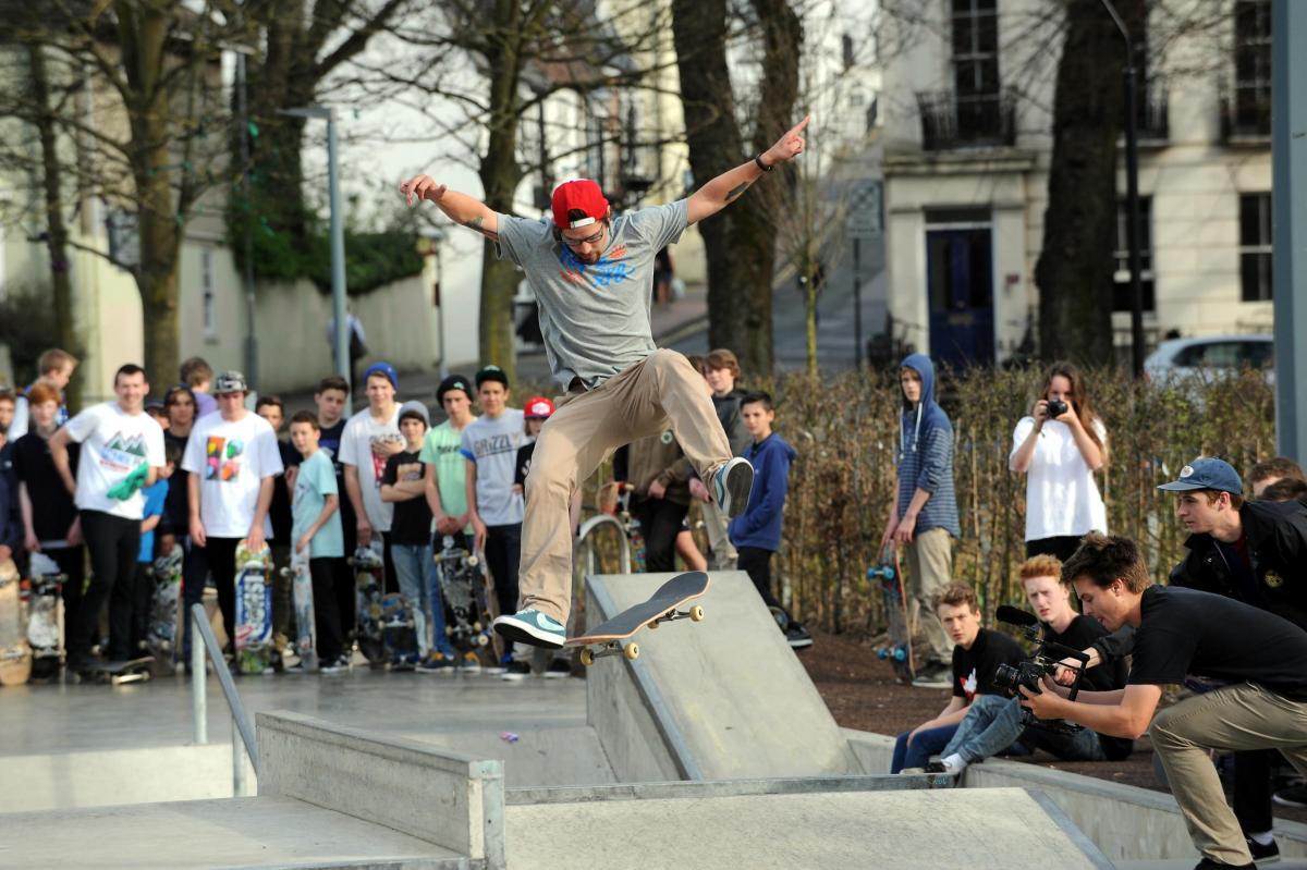 American pro skateboarders were in Brighton visiting The Level skateboard park