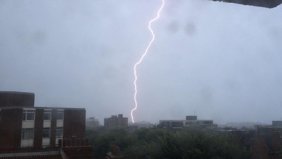 This picture was taken from a balcony in The Drive, Hove, of the lightning at 6.30am.