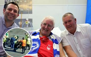 Footage shows the moment Bob Whetton's life was saved outside the Amex stadium