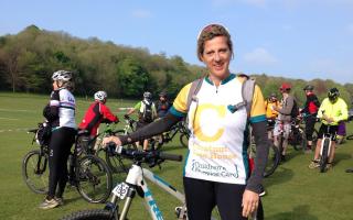 Sally Gunnell at the Hit the Downs Mountain Biking event