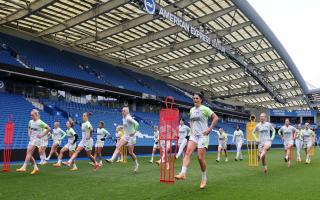 Albion's women train at the Amex ahead of their WSL match with Everton