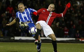 Adam El-Abd in action during the FA Cup replay at FC United of Manchester