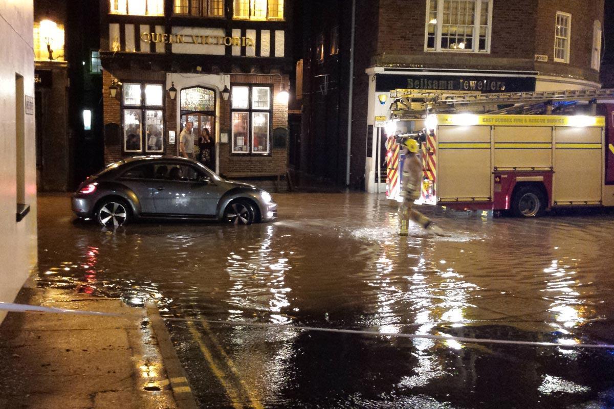 Flooding in Rottingdean. Picture by Azdean Boulaich