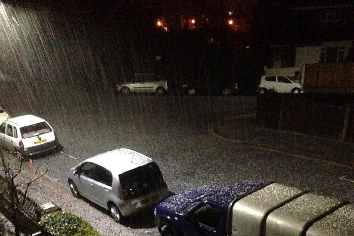 Jessica Curry captured this image of the hail coming down in Brighton.