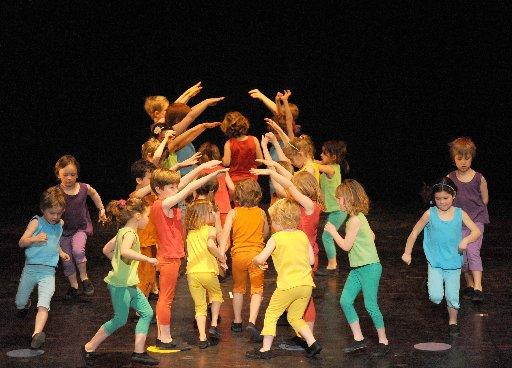 Children from St Andrews Church of England Primary School, Hove, rehearsing their "Let's Dance" routine at the Brighton Dome.