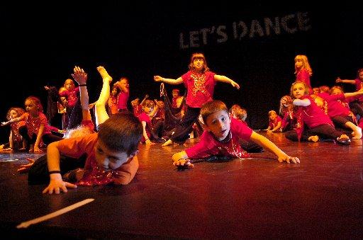 Children from Stanford Infants School rehearsing their "Let's Dance" routine at the Brighton Dome.