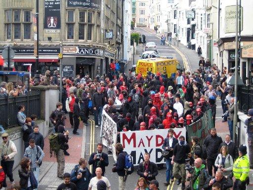 The protest starts going down Trafalgar Street this morning.