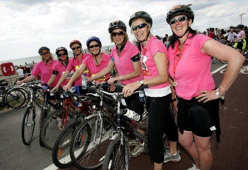 They may have been saddle-sore but most of them still managed a smile after pedalling 54 miles across the county. More than 27,000 cyclists had set off from Clapham Common at 6am today morning for the annual trek to Brighton seafront - taking in the notor