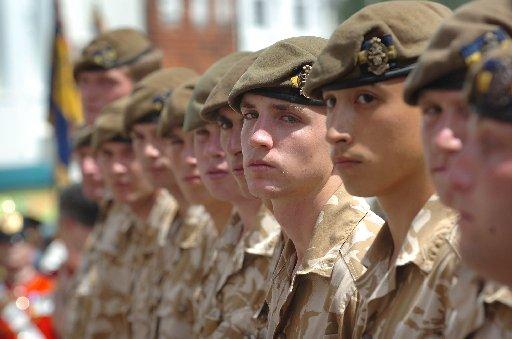 Thousands of wellwishers lined the streets of an historic town today to cheer soldiers recently returned from Afghanistan and Iraq.

In stark contrast to the sombre mood of recent days when mourners gathered to pay their respects to the eight British so