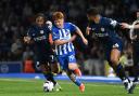 Valentin Barco gets away from Raheem Sterling as Albion take on Chelsea