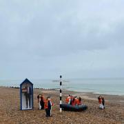 An art installation featuring Rishi Sunak has appeared on Hastings Beach