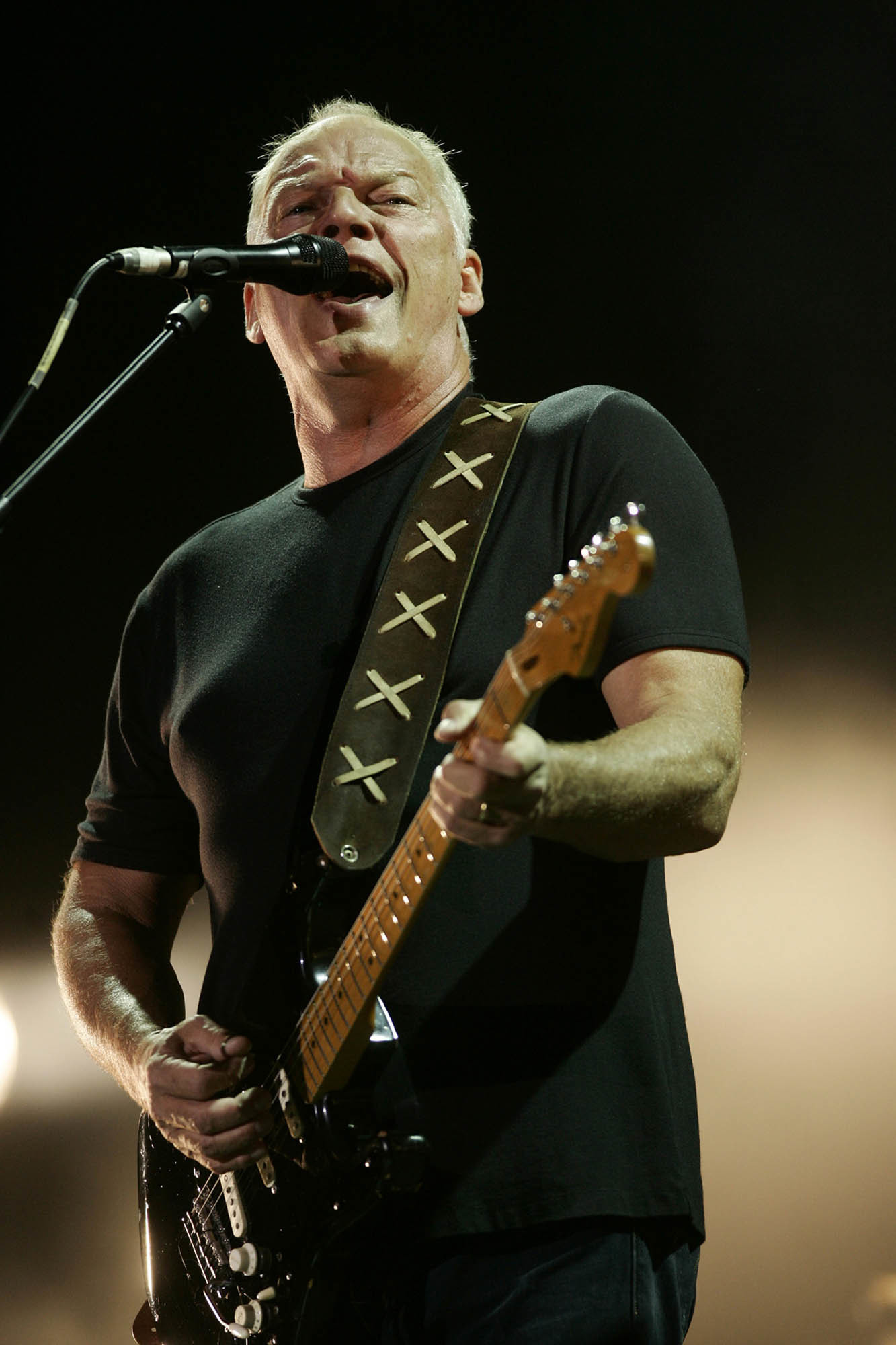 British rock musician and Pink Floyd frontman David Gilmour performs at the Gdansk shipyard in Gdansk, northern Poland, Saturday, Aug. 26, 2006. The concert marked the 26th anniversary of Solidarity, the trade union that overthrew communism in Poland.