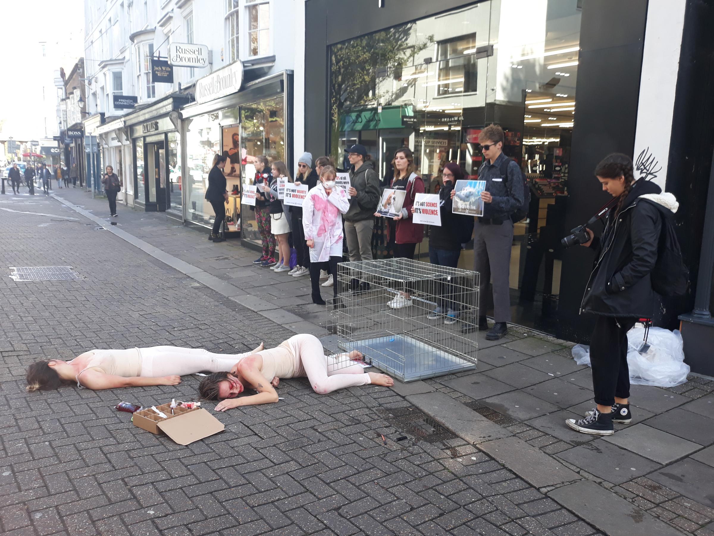 MAC Cosmetics Brighton shop closed by vegan protest outside