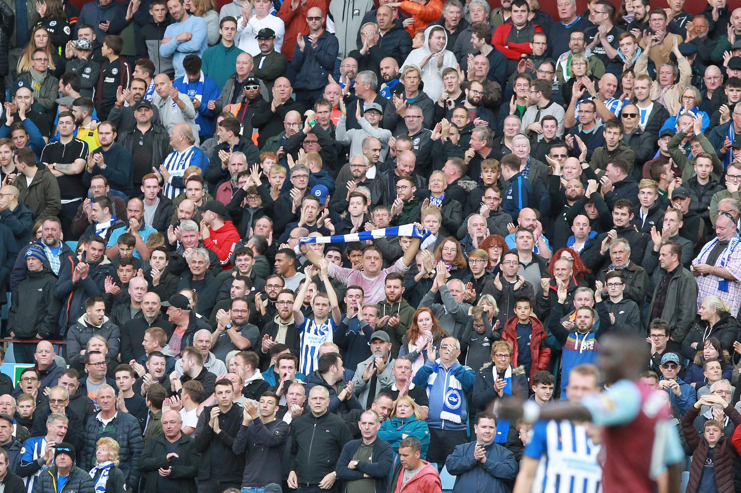 Supporters at Aston Villa v Brighton and Hove Albion