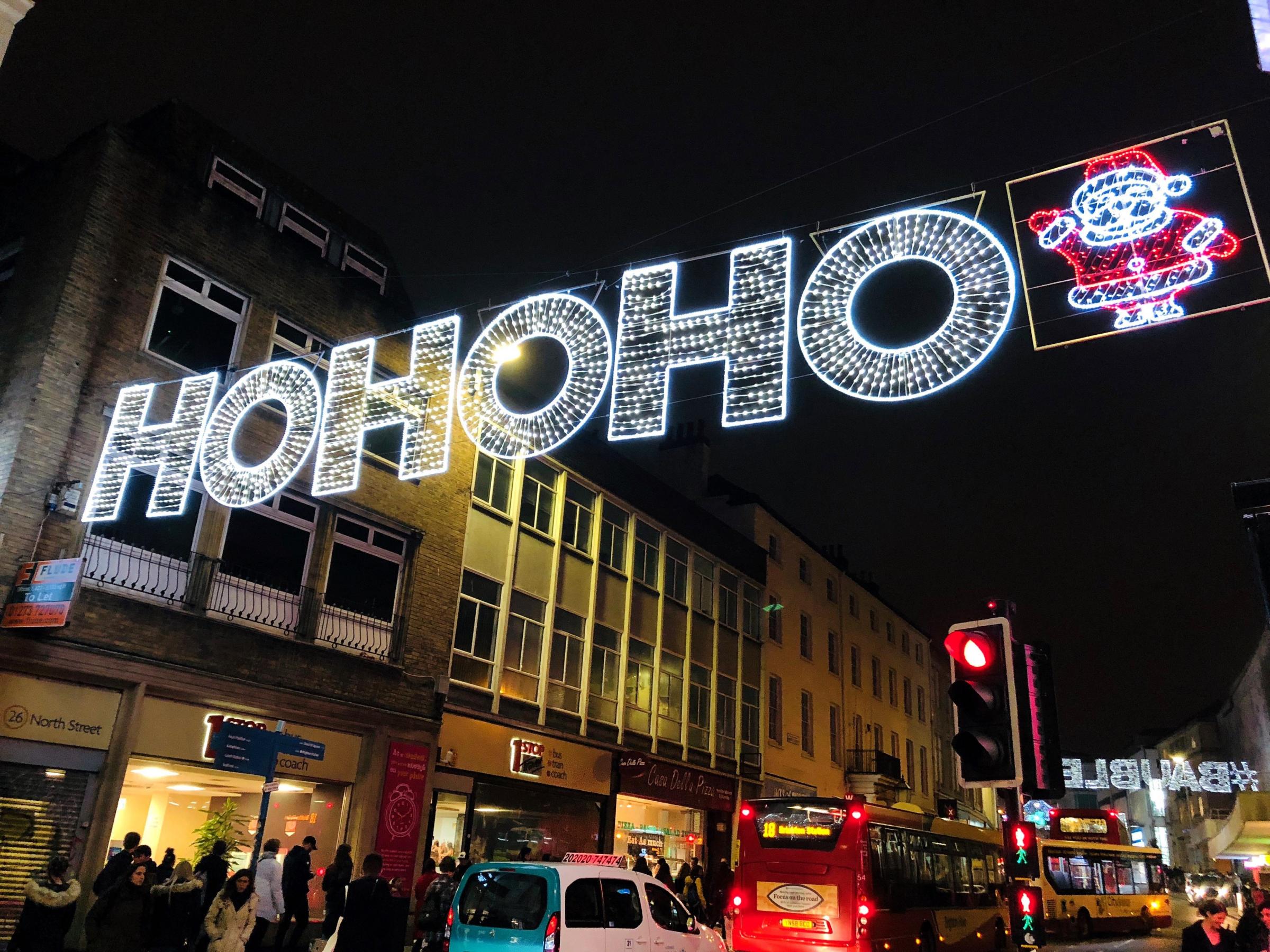 Christmas lights in North Street, Brighton..