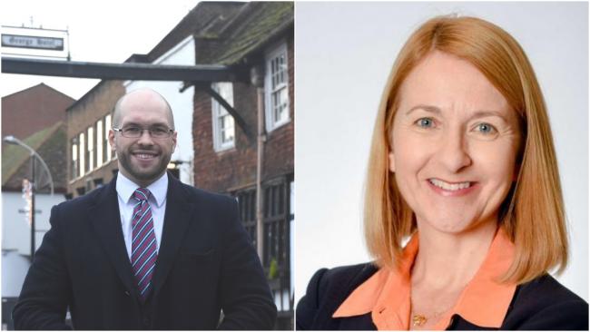 Sussex Police and Crime Commissioner Katy Bourne's office was one of six Sussex authorities to lend money to Thurrock Council; inset, Crawley Borough Council leader Councillor Peter Lamb