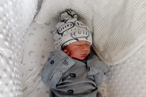 Noah Stanley Miah, was born on March 15 weighing 6lb 4oz at the Royal Sussex County Hospital, Brighton, to mum Lily Woolford and dad Mo Miah