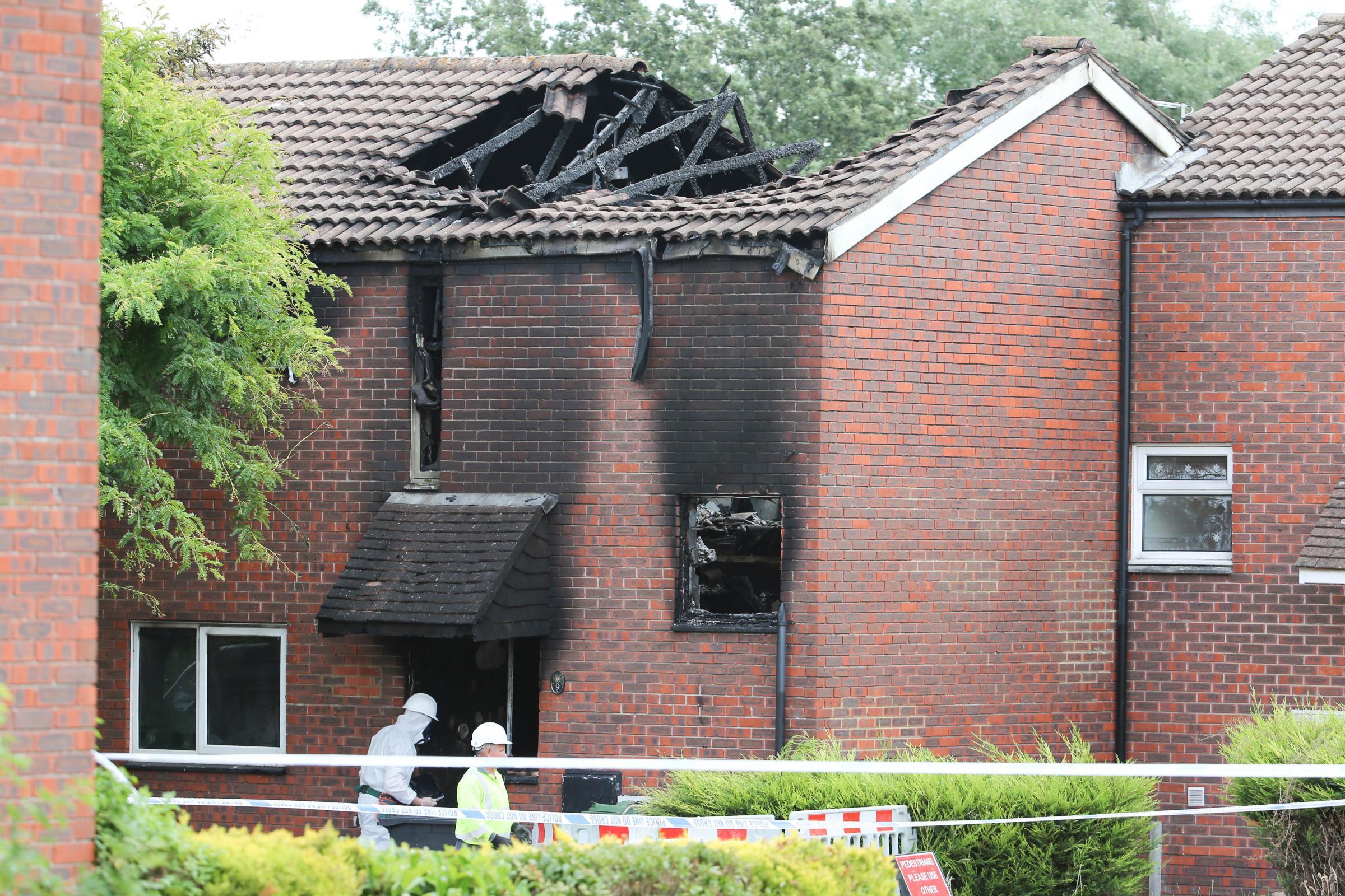 The scene of the fire in Croxden Way, Eastbourne in July 2018