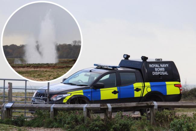 The bomb squad were called and an explosive was detonated on Pagham beach
