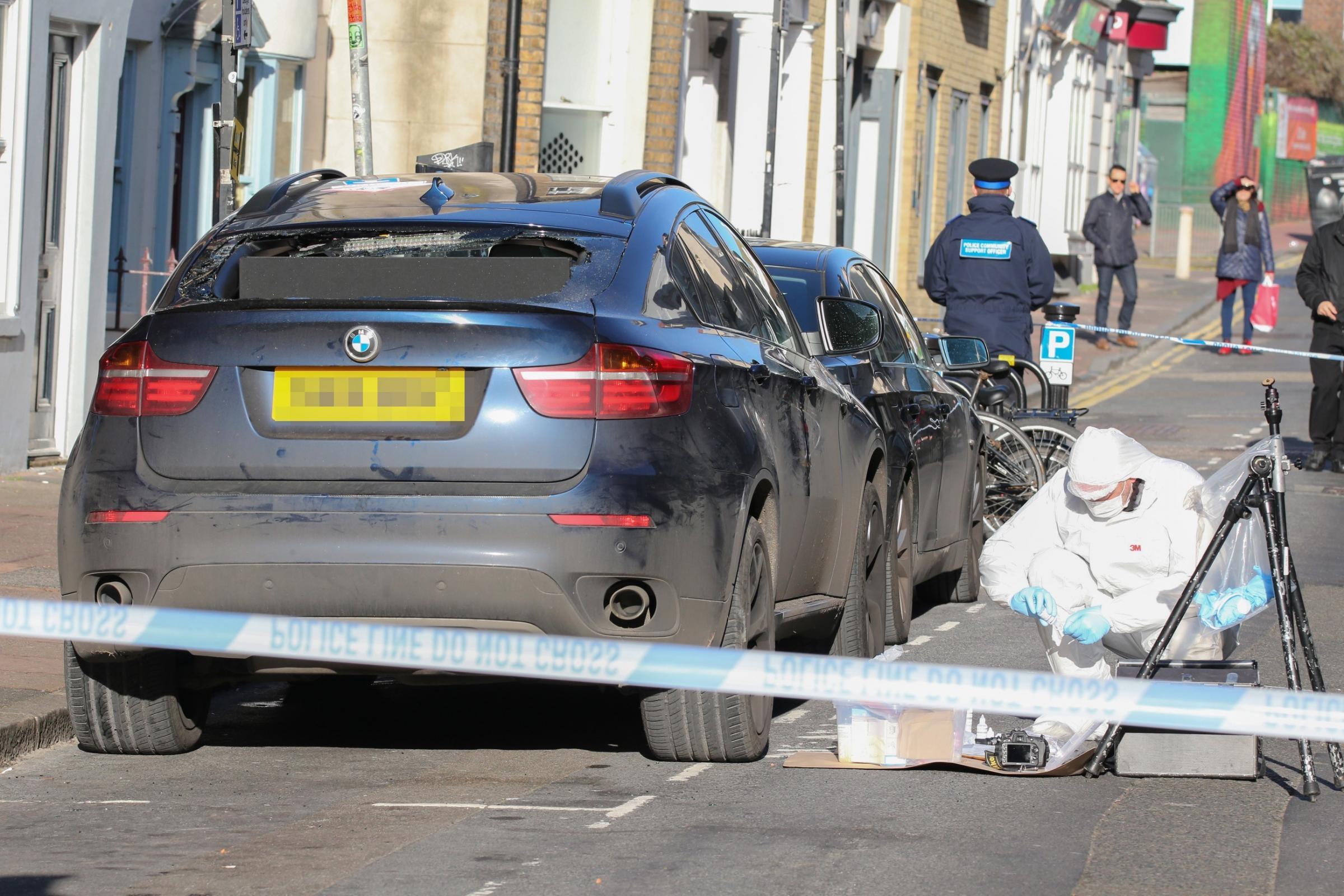 The vehicle driven by Iftekhar Khondaker that led to the death of Suel Delgado in Brighton. Khondaker denies driving at a group of men deliberately in order to kill them