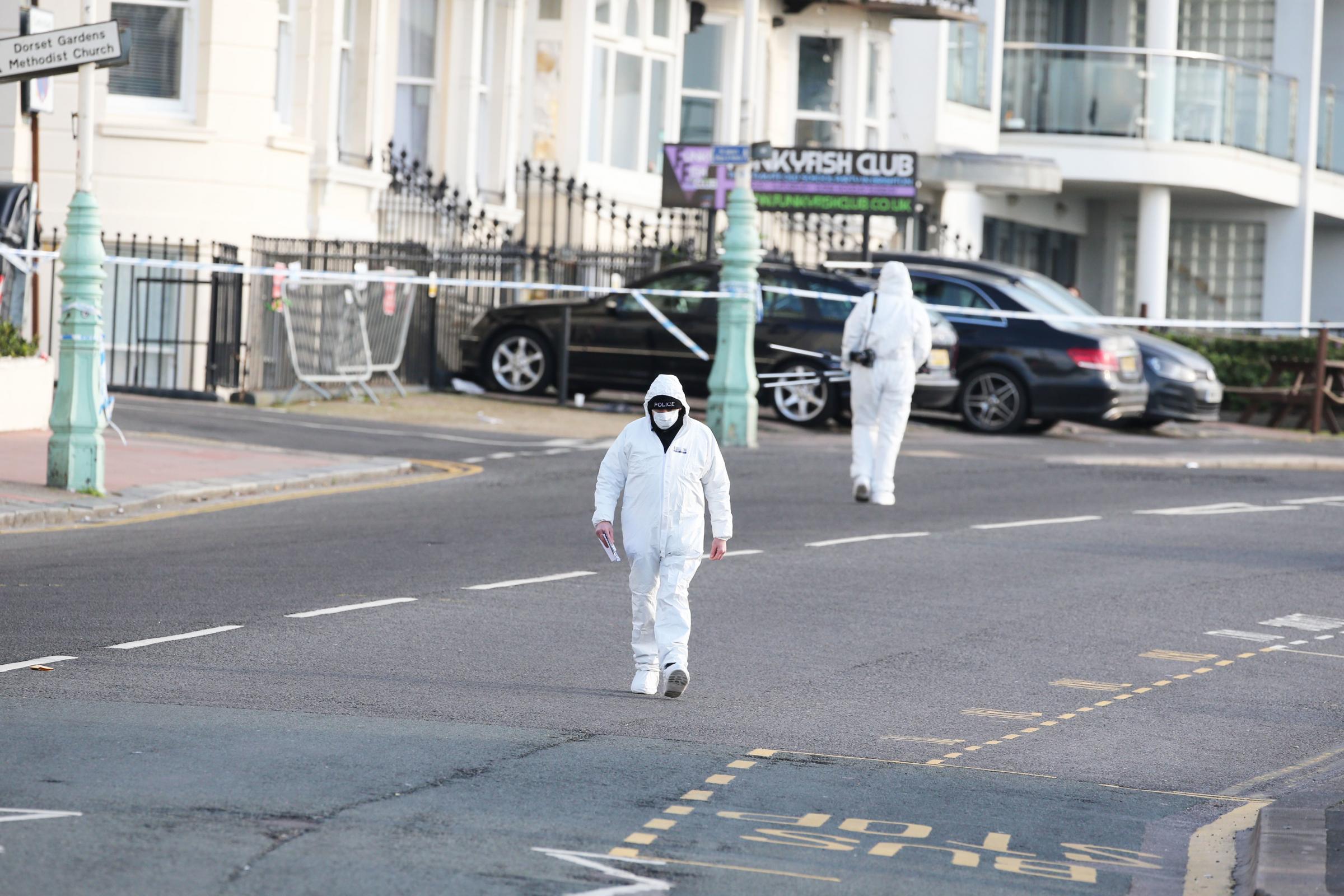The scene in Brighton after the incident in Marine Parade where Suel Delgado was killed in a suspected hit and run