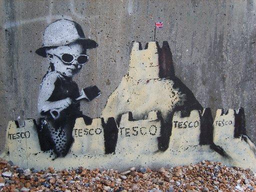 The Tesco Sandcastle artwork by Banksy in Sy Leonards