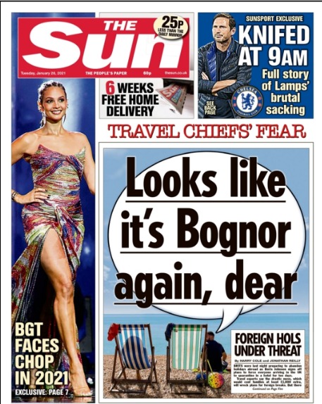 The Sun front page about Bognor this week