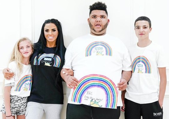 Katie Price with her family celebrating her son Harveys clothing line having raised thousands for the NHS Credit @KatiePrice