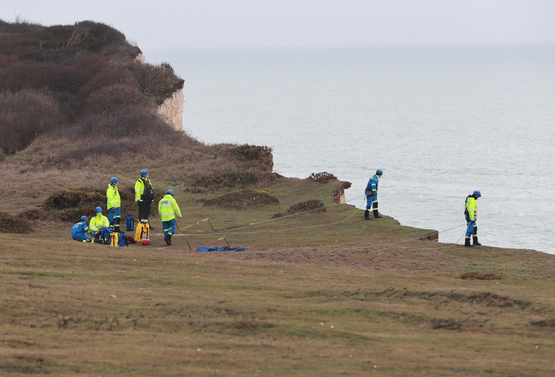An enormous rescue operation was launched after an Eastbourne lifeboat capsized off Birling Gap