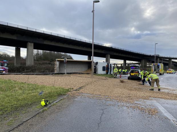 The Argus: The aftermath of the lorry crash on the A27 