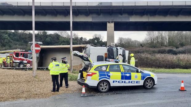 The Argus: The aftermath of the lorry crash on the A27 