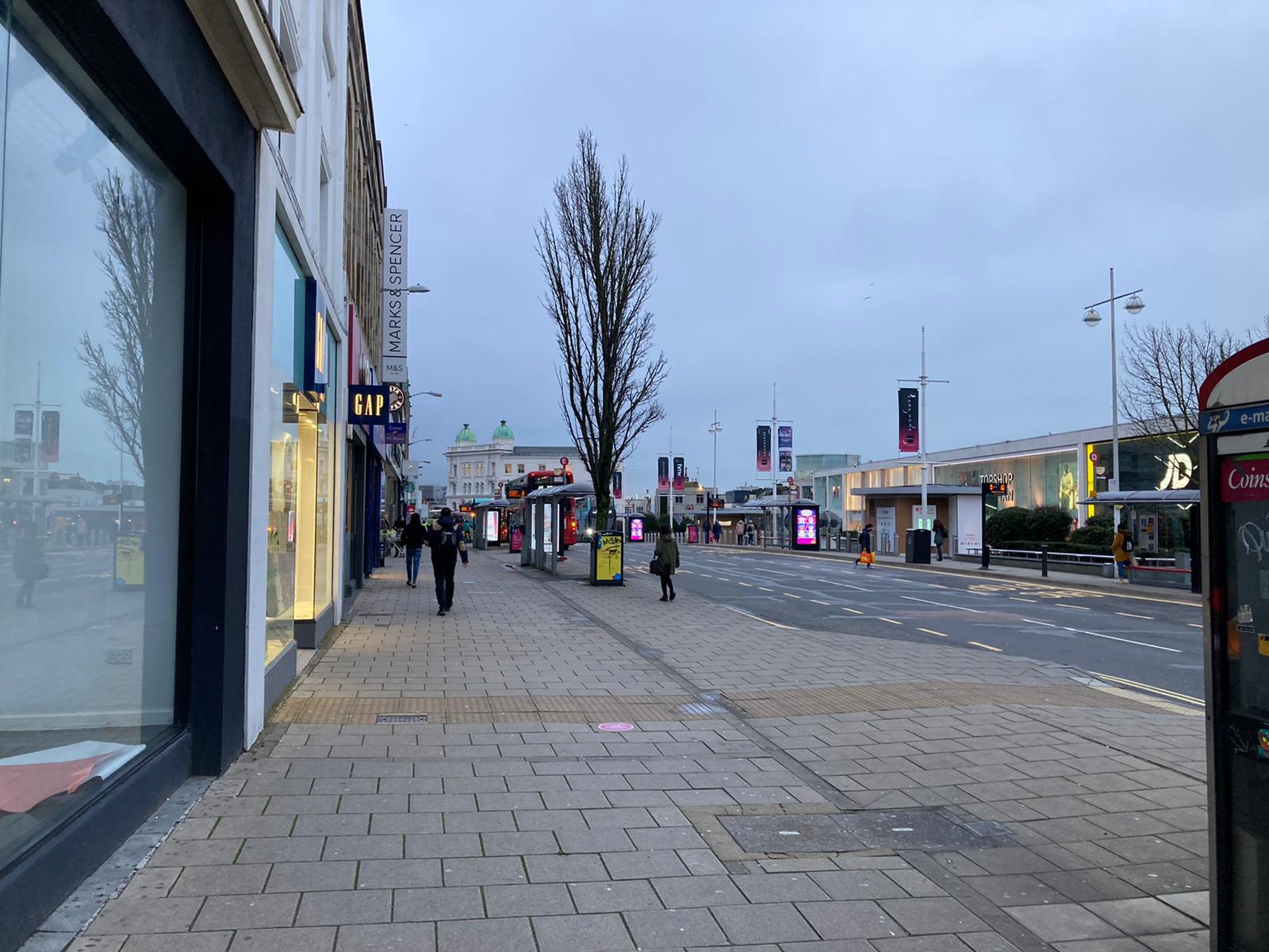 Brighton city centre under the third national lockdown restrictions