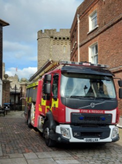 Pieces of flint have fallen from the arch at Lewes Castle, leading fire crews to shut Castle Gate Road Credit: East Sussex Fire and Rescue Service