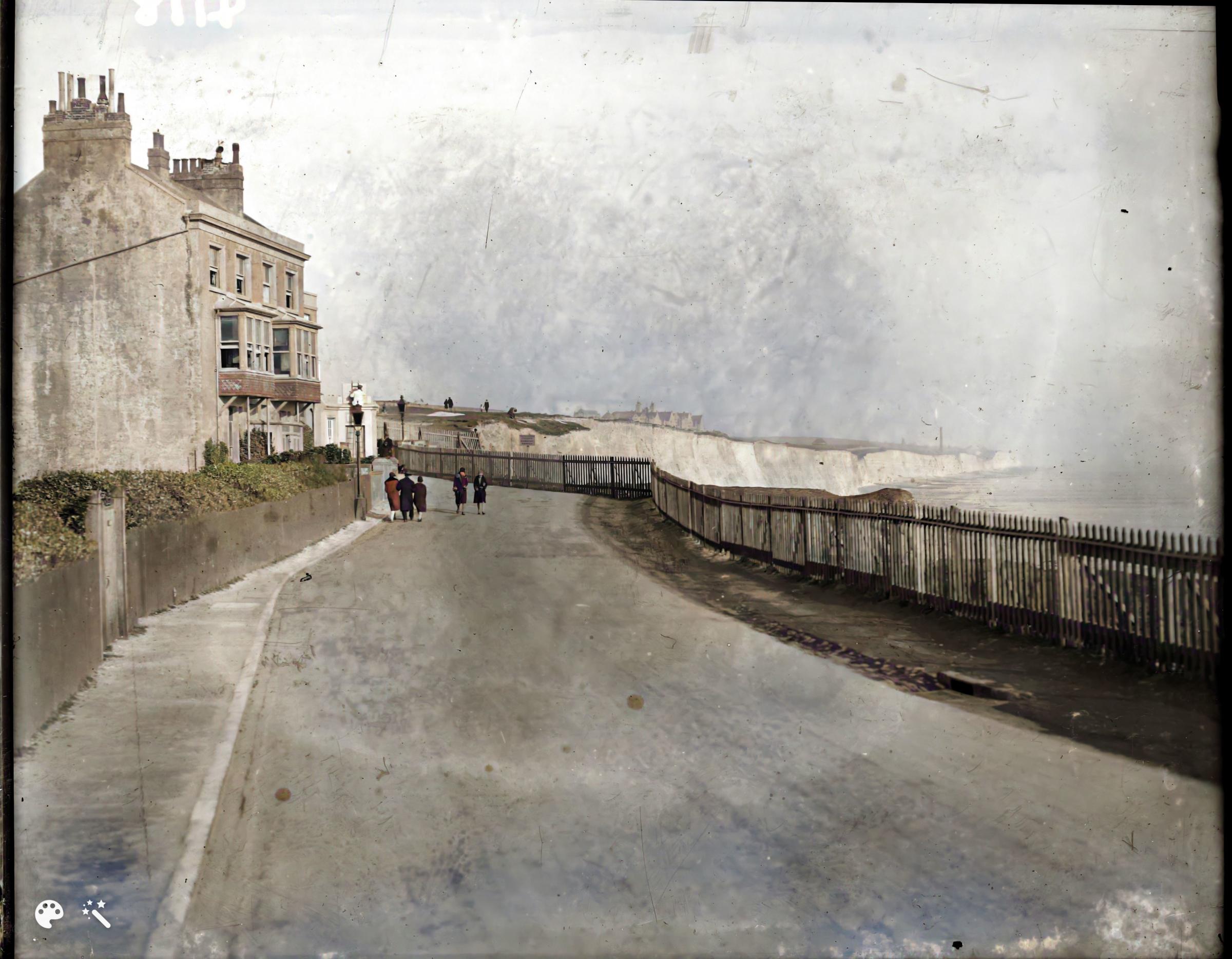 This picture of the seafront road is dated 1929. The area later succumbed to cliff erosion