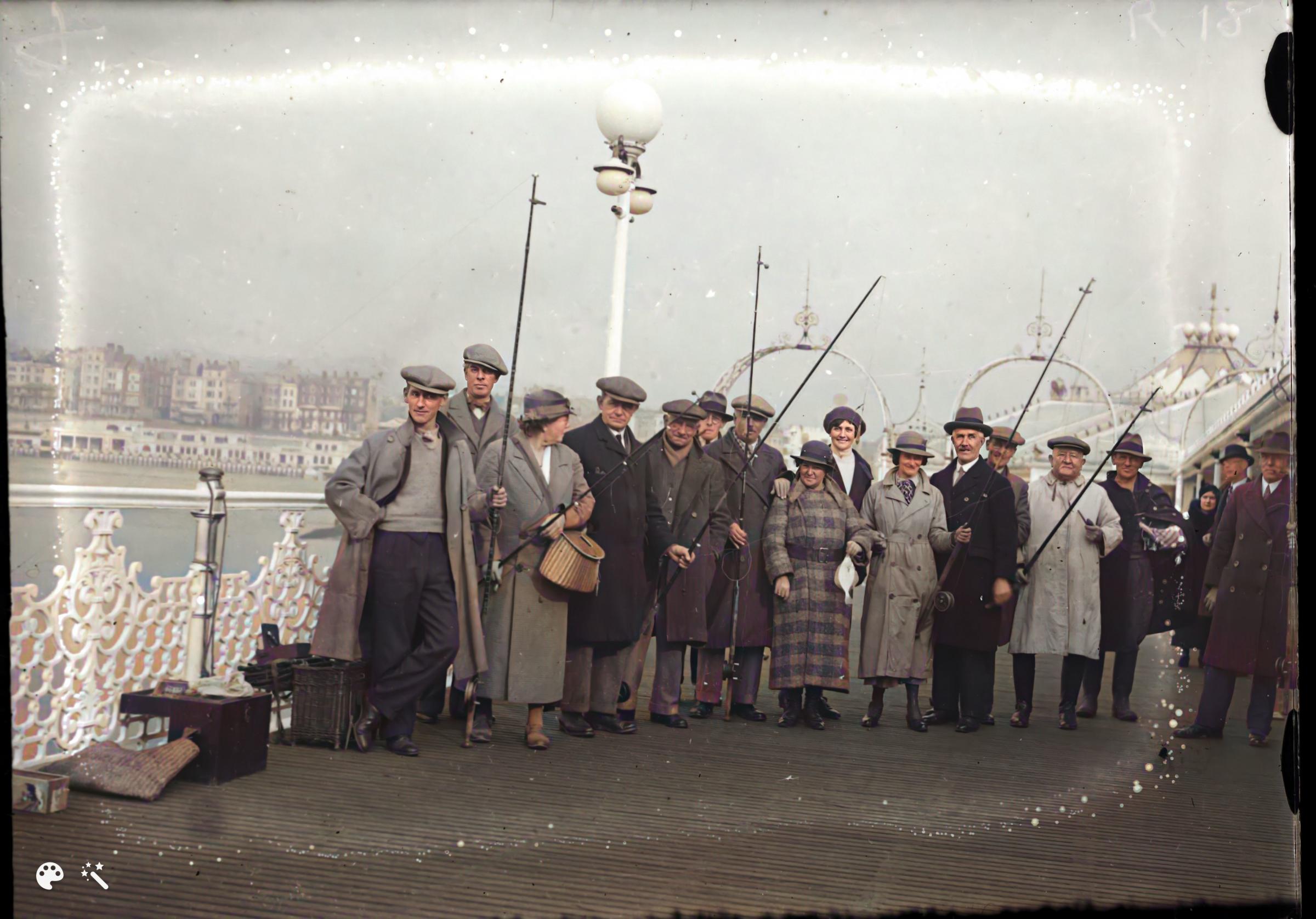 Anglers on the Palace Pier in the late 1930s