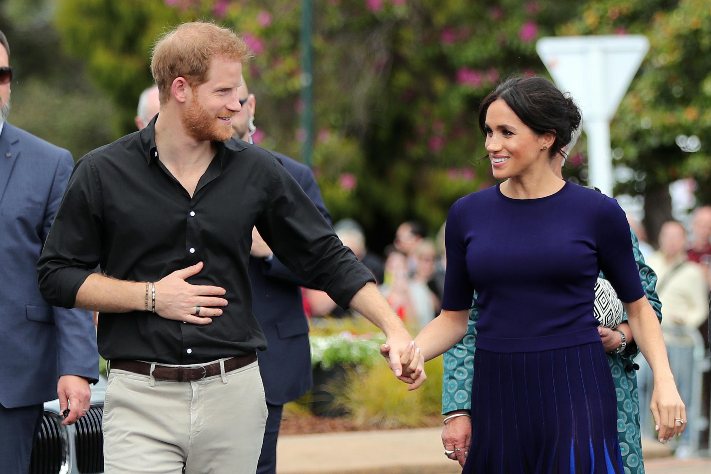 FILE - FEBRUARY 14: Megan, Duchess of Sussex and Prince Harry, Duke of Sussex are expecting their second child together. ROTORUA, NEW ZEALAND - OCTOBER 31: Prince Harry, Duke of Sussex and Meghan, Duchess of Sussex arrive at the public walkabout at the