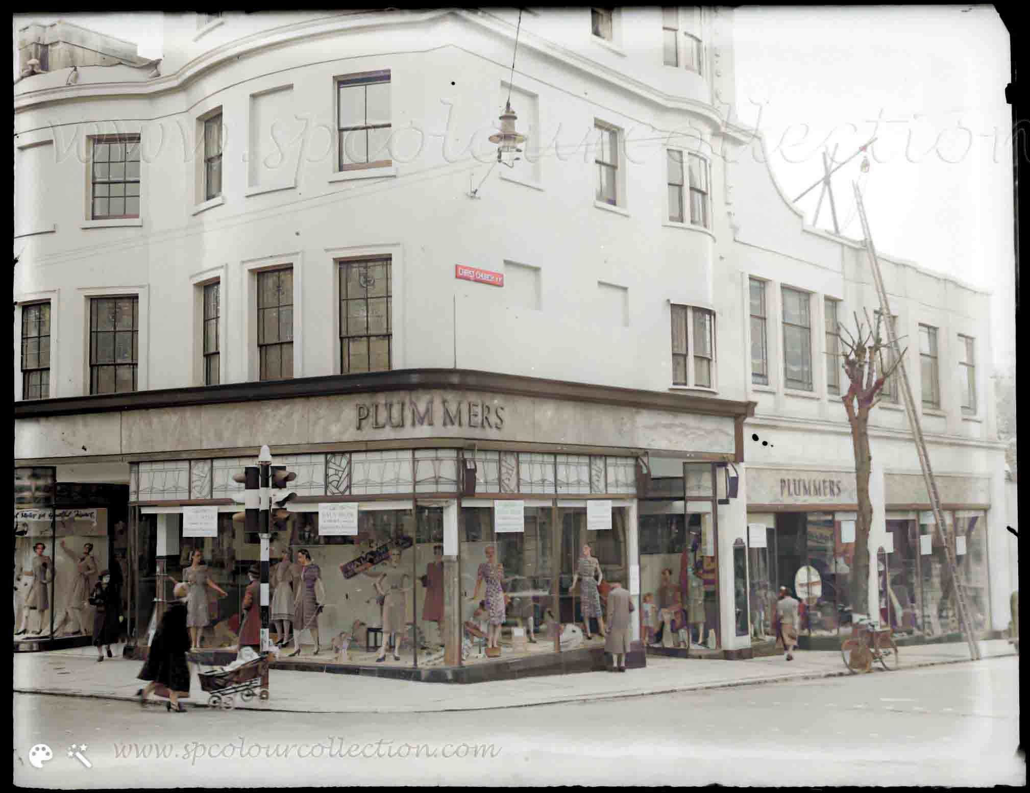 Shopping at Plummers in Brighton in around 1938